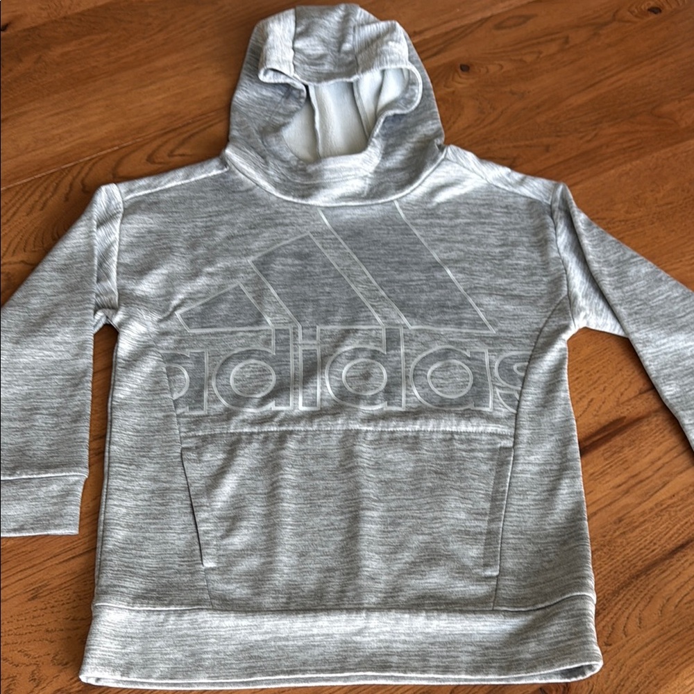 NWOT Kid’s Adidas Heather Gray Pullover Hoodie Size 7/8